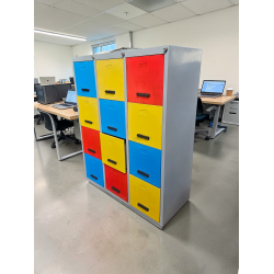 Cassettiera metallica 12 cassetti colorati